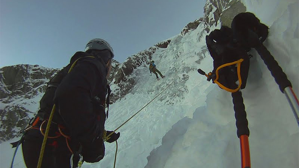 Lezenie v ľadopádoch Vysokých Tatier